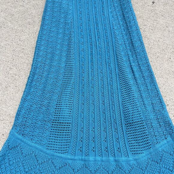 House of Harlow 1960 Blue Crochet Knit Maxi Dress Spaghetti Straps NWT LARGE - Picture 3 of 8